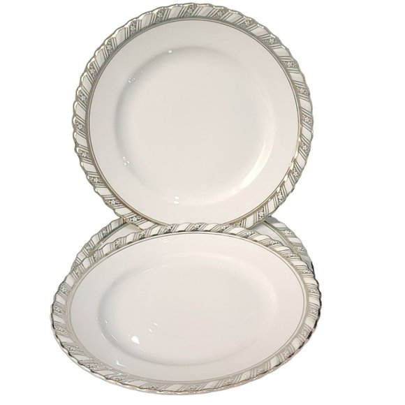 Franconia K&A Krautheim Palladina Dinner Plates set-4 vtg silver ruffled elegant - Picture 1 of 7